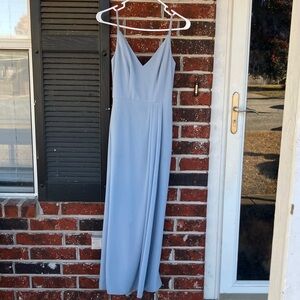 Chic Light Blue Maxi Dress with Spaghetti Straps